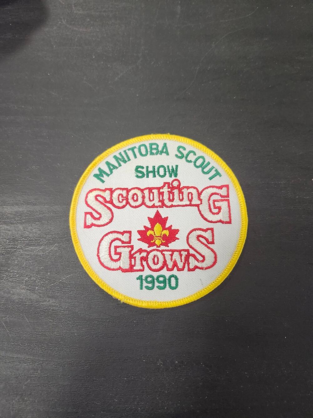 1990 Manitoba Scout Show Patch Scouting Grows Canada Scouts Vintage BSA